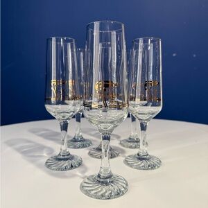 Six vintage 1988 Calgary Winter Olympics commemorative champagne flute glasses